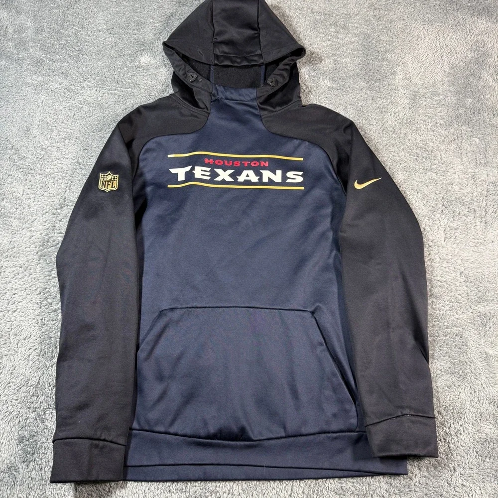 Nike Houston Texans‎ NFL Hoodie Mens Large Navy Blue Therma-FIT Onfield Apparel